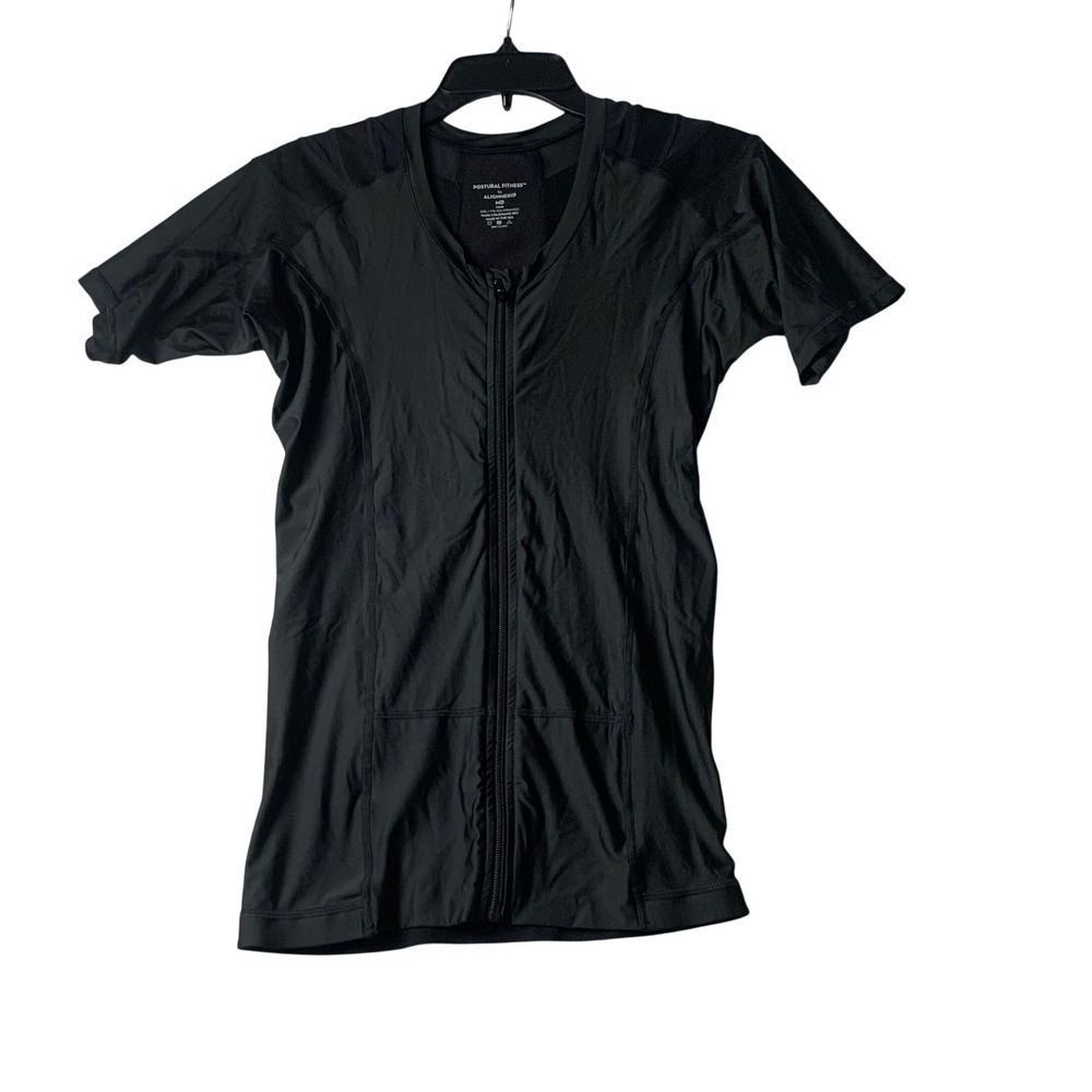 AlignMed Postural Fitness Mens Posture Shirt Black Full Zip Compression MD 1784